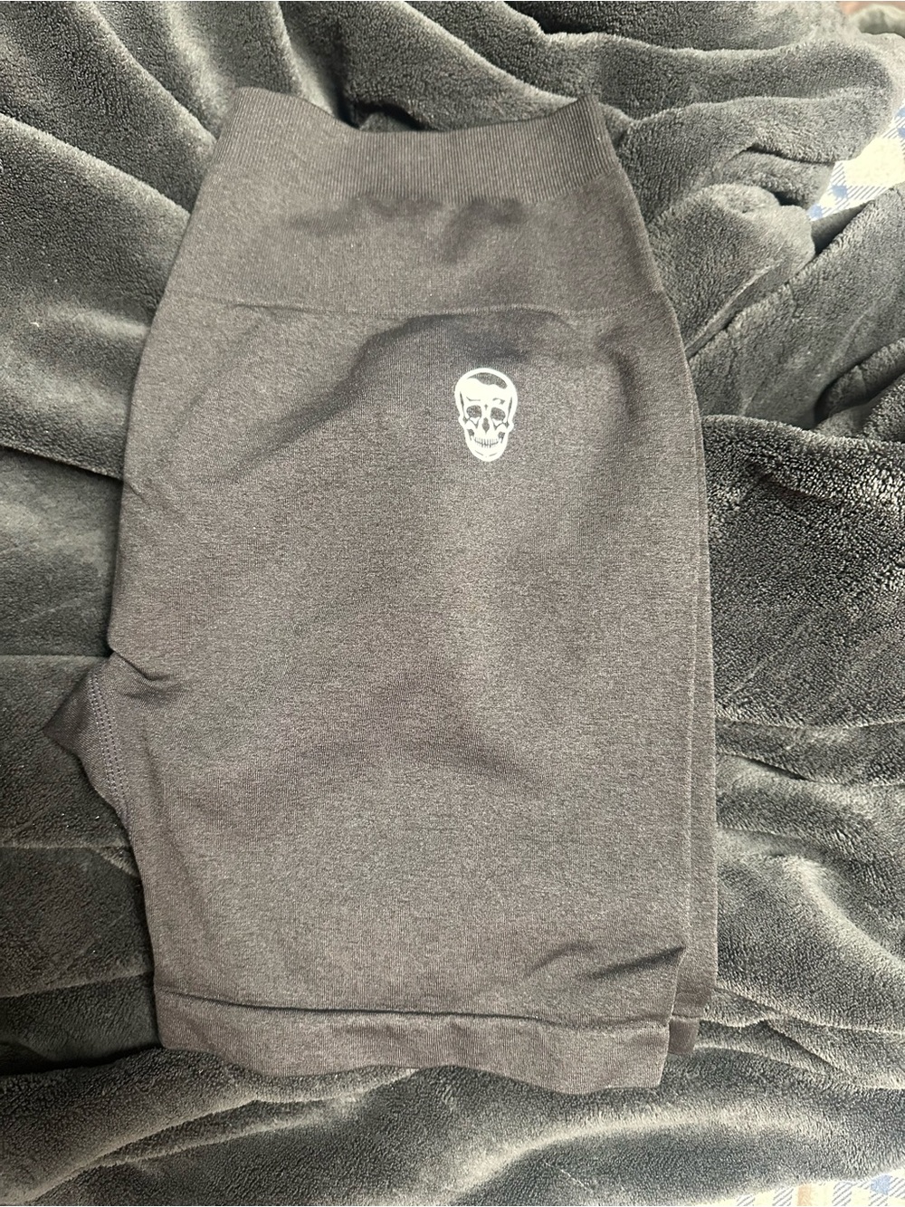 Gray Women's Bike Shorts with Skull Logo